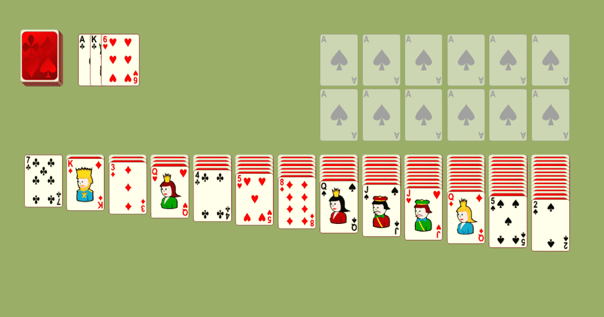 Solitário KLONDIKE DUPLO de 3 cartas — jogar grátis em GAMEZZ Online